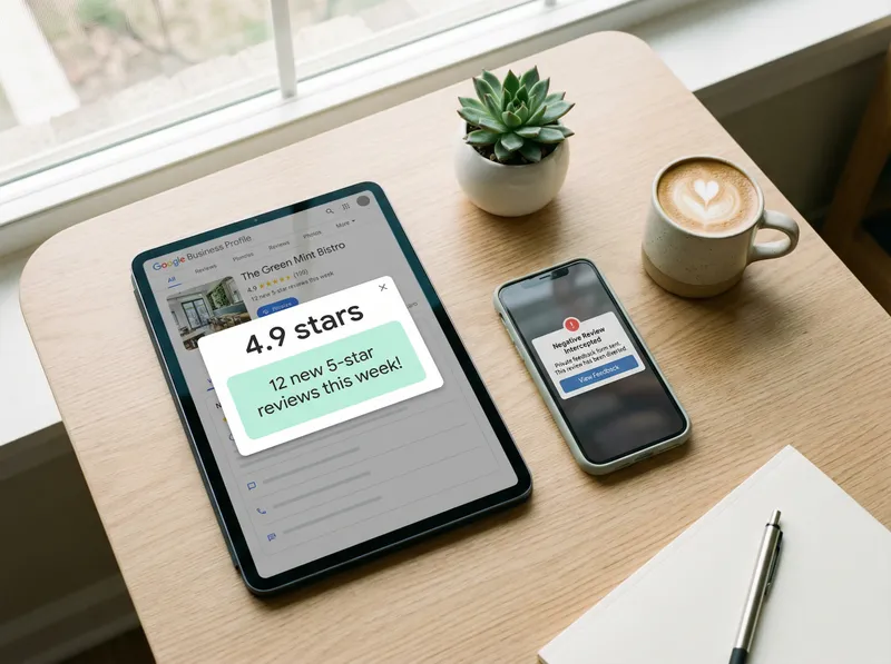 Panel de Nova AI Reputation Agent mostrando gestión de reseñas y crecimiento de calificación